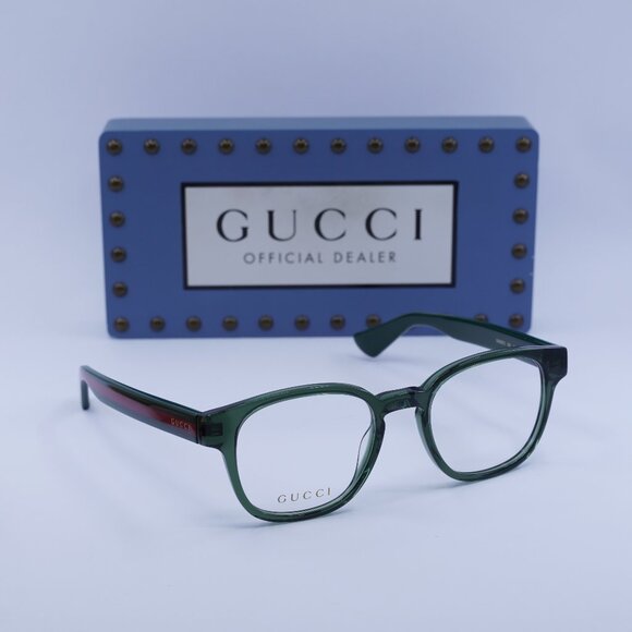 Gucci GG0927O 005 Square Eyeglasses 49mm – Transparent Green - Picture 1 of 11